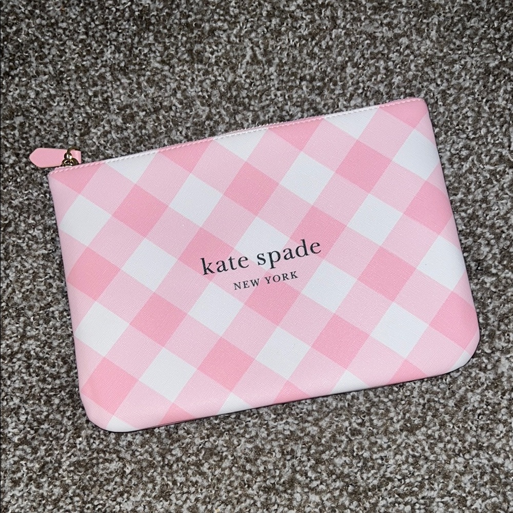 Kate Spade Gingham Pink and White Pouch